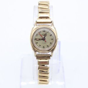Vintage Rotary Automatic Watch Womens Gold Tone Stainless Steel Beige Dial Rare